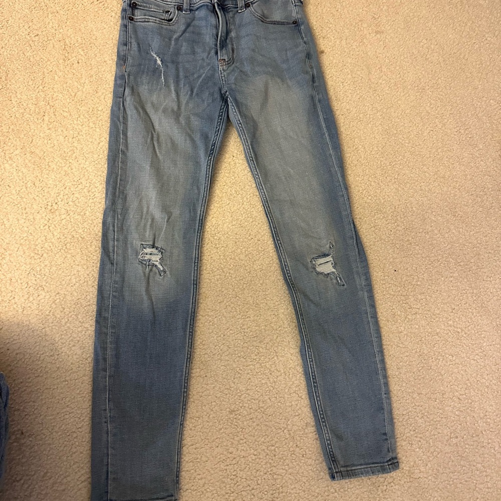 Girls Abercrombie Distressed Blue Skinny Jeans